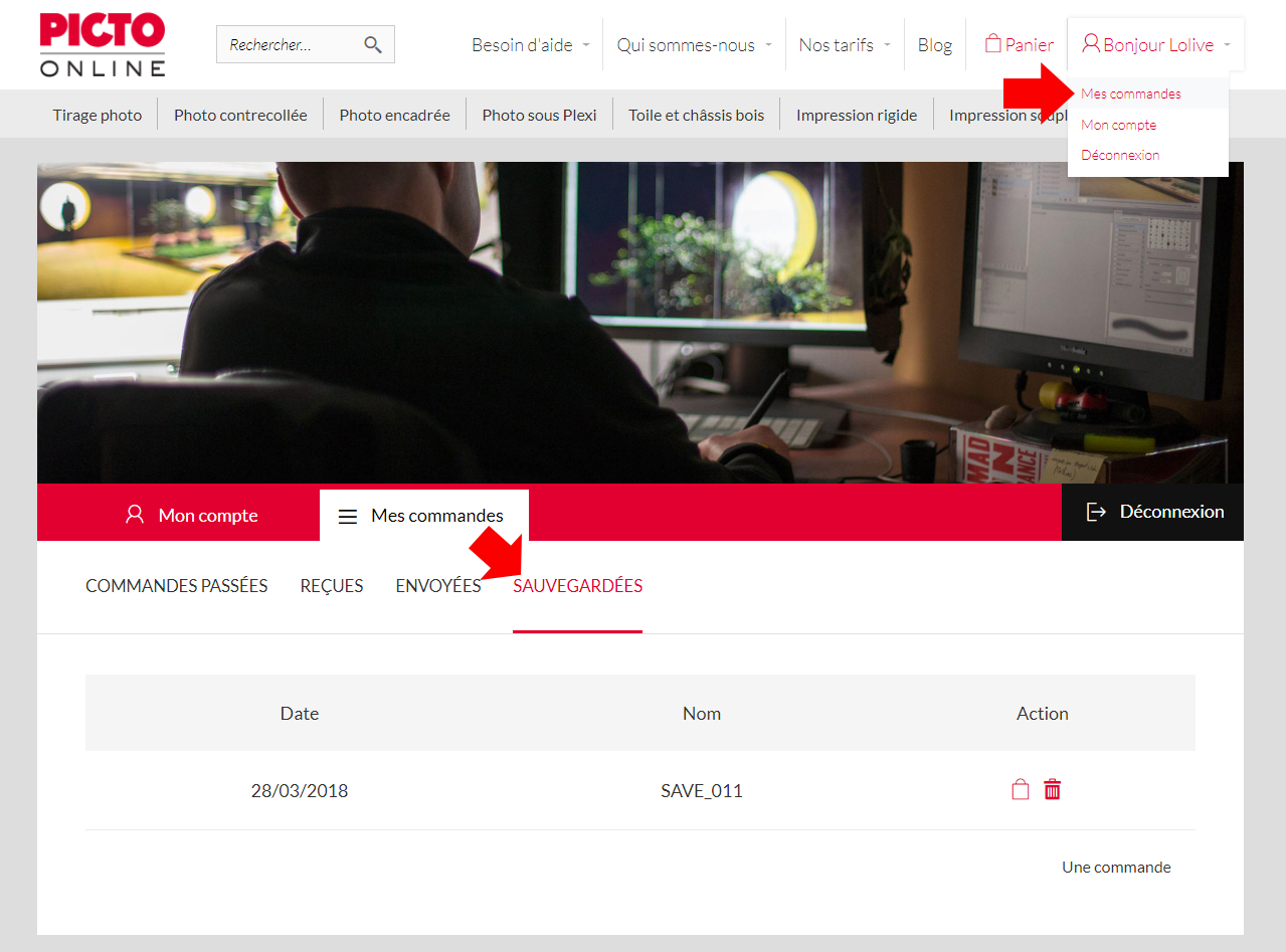 Commandes sauvegardées